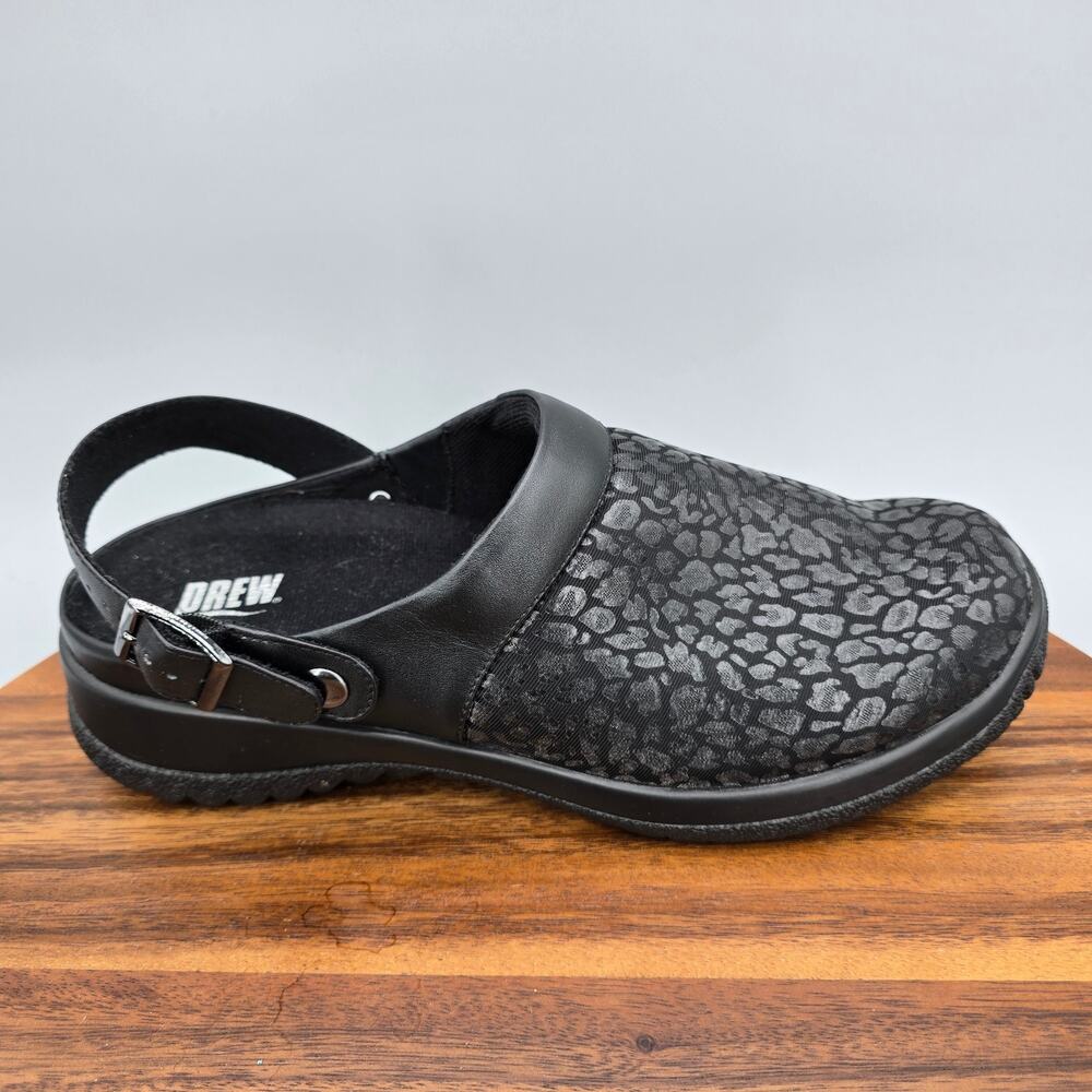 Drew Shoes Women's 9 M Black Savannah Orthopedic Comfort Slip On Mules Clogs